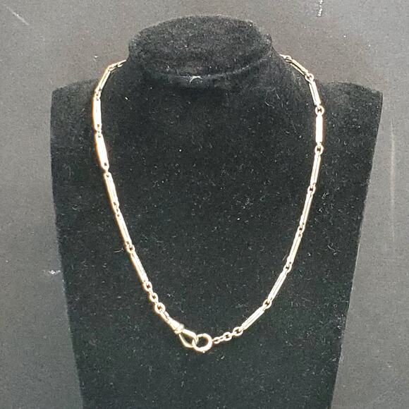 Victorian Simmons Gold Filled Watch Chain Choker Necklace 14.5" Art Deco Signed - Picture 1 of 6